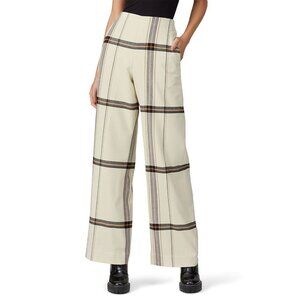 Baum and Pferdgarten Plaid Cream Nyo High Rise Pants Women's Size 38 (US 6)